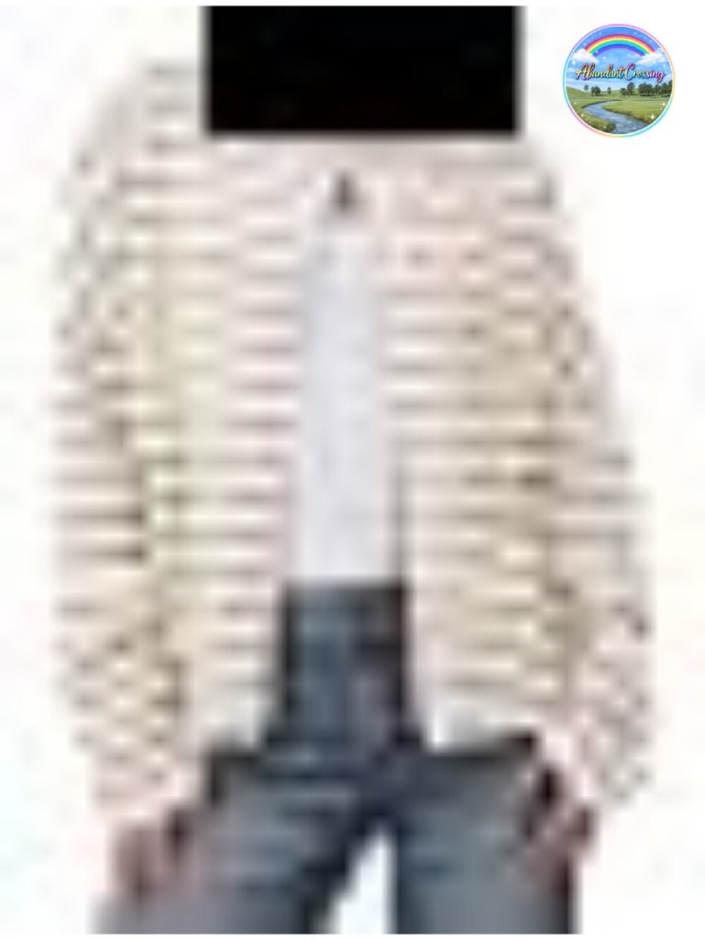 Striped Button Down Cardigan Long Sleeve Knit Top Loose Fit